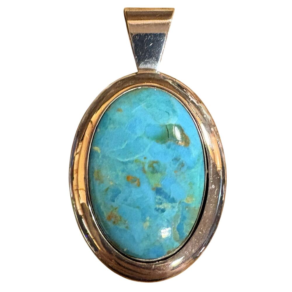 Jay King Pendant Reversible Turquoise & Lapis on Sterling Silver DTR Statement